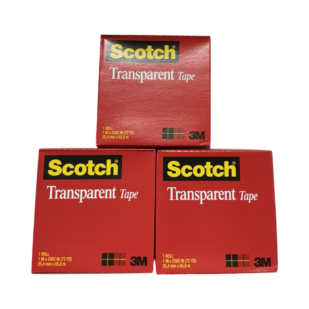 3M Scotch 1" x 72 Yards Transparent Tape 3 Rolls
