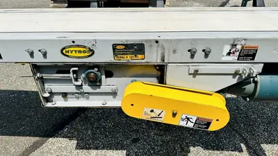 USED HYTROL 16” X 114” FLATTOP BELT CONVEYOR / SMOOTH TOP BELT