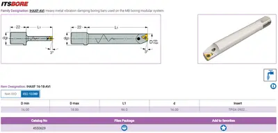 Iscar ITS BORE Vibration Dampening Boring Bar IHAXF 16-18-AVI 4550629 (LOC2912A)