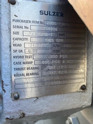 Sulzer 324567897645656543245674 Centrifugal Pumps | Amiron Machinery (16)
