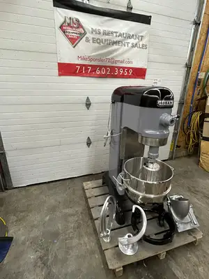 Hobart H600 60Qt Mixer w/ Wire Whip, Flat Beater, Dough Hook, Bowl & Bowl Truck