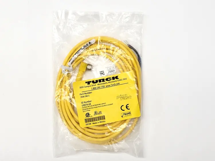 New | in-Stock Turck M8, Female, Right-angle, 3-pin Cable & Wire Michigan US | Maverick Industrial Sales #1390861