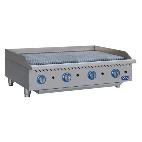Globe GCB48G-RK 48" Countertop Gas Charbroiler w/ Reversible Grates, Char Rock