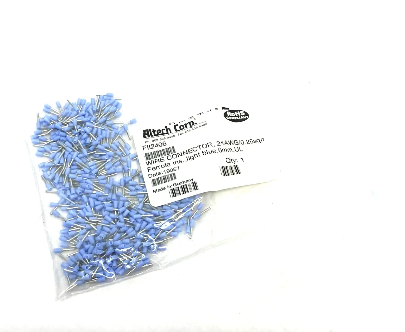 New | in-Stock Altech Insulated Crimp Ferrule Terminal 24AWG/0.25sqmm 500-PACK Electrical Fittings Michigan US | Maverick Industrial Sales #1390899
