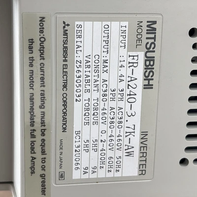 New | in-Stock Mitsubishi FR-A240-3.7k-AW Motors (misc) Indiana US | J&J Industrial Supply #513937