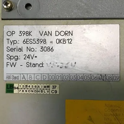 USED VAN DORN 6ES5398-0KB12