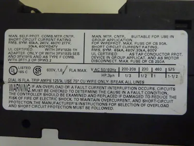 USED SIEMENS 3RV1 021-1AA10