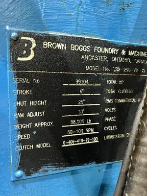 USED 1999 BROWN BOGGS BROWN BOGGS SS2-250-72-39 PRESS