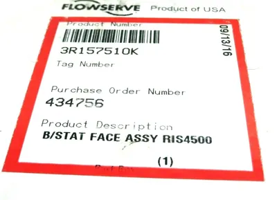 NEW FLOW SERVE 3R157510K A/STAT FACE ASSY RIS4500