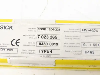 Sick FGSE1200-221 Safety Light Curtain Receiver 1200mm x 18m