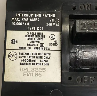 New | in-Stock SQUARE D Q2L3225F01B6 Miscellaneous Equipment (Electrical & Power) | Surplus Asset Holdings #1188454