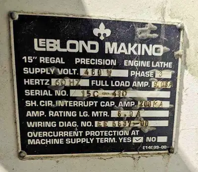 Lathe, Leblond Makino, 15.5" x 54"