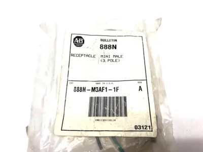 NEW ALLEN-BRADLEY SER. A MINI-MALE RECEPTACLE 3-POLE 600V AC/DC