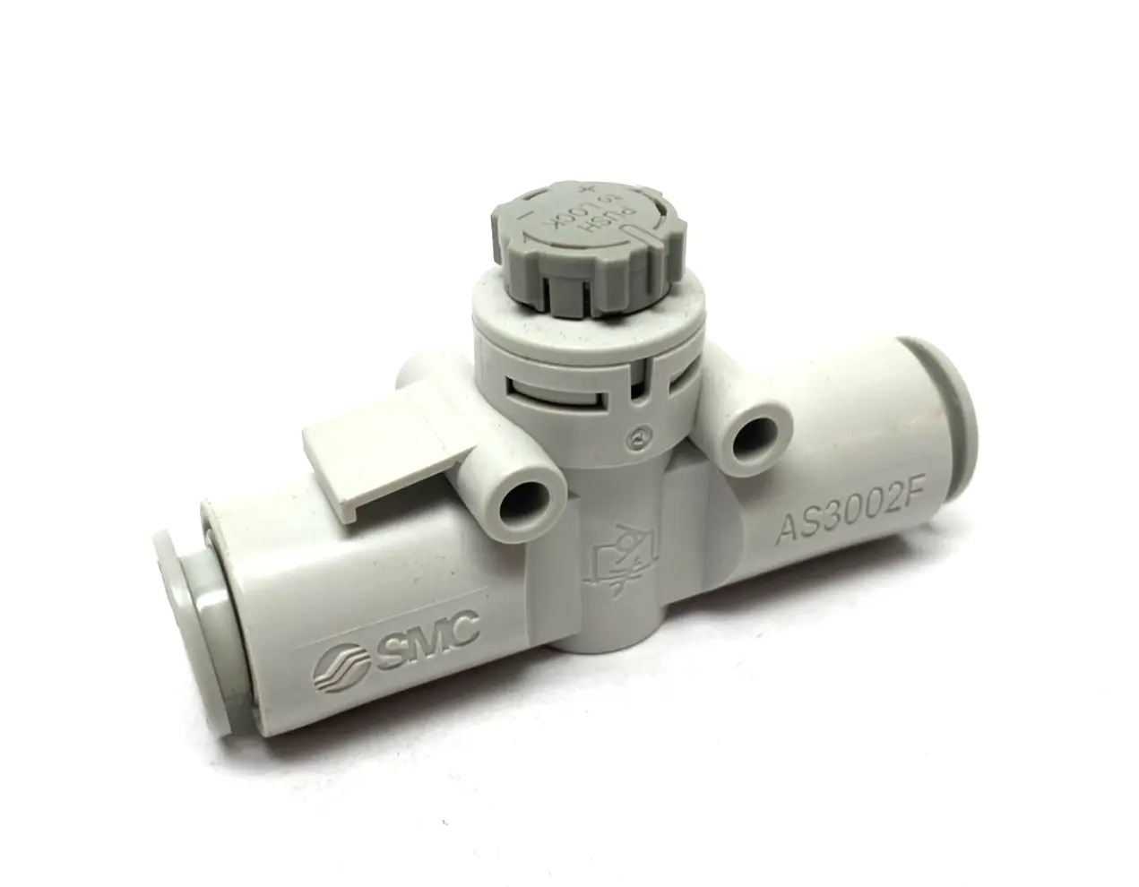 USED SMC INLINE FLOW CONTROL FITTING 12MM TUBE