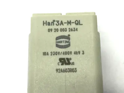 Used HARTING Male Insert Han 3A w/ Quick-Lock 1,5mm 10A DAMAGED Connector Accessories Michigan US | Maverick Industrial Sales #1414236