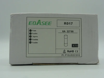Box of (10) EBASEE R017 Fuses, 22x58mm, 500V-100KA, gG 6A, IEC60269 *NEW*