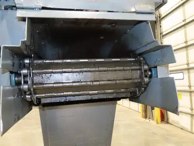 Enomoto Hinge Belt CNC Chip Conveyor 15"x 88" Infeed 46" Discharge 220V 3PH