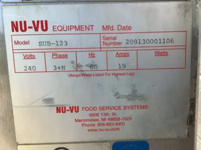 152-0171 Nu-Vu SUB-123 Convection Oven and Proofer