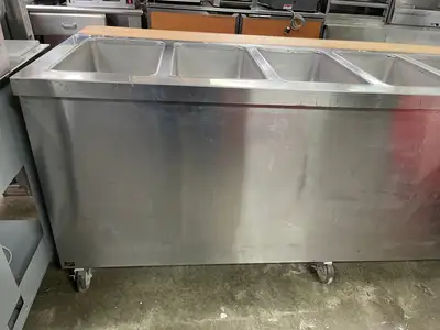 Used Duke Used Duke E-6-CBSS_208/60/1 Thurmaduke Steam Table w/ 6 Wells & Undershelf, 240v Steam Tables (Food) Illinois US | Falcon Restaurant Supply #1376346