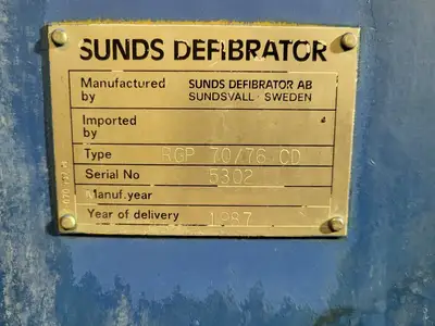 USED SUNDS DEFIBRATOR RGP 70/76 CD