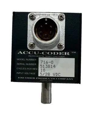 NEW ACCU-CODER 716-0 INCREMENTAL SHAFT ENCODER 5/28VDC 10 PULSES PER REV 7160