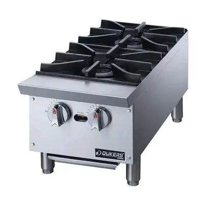New | in-Stock Dukers New Dukers DCHPA12 Hot Plate with 2 Burners Hot Plates Illinois US | Falcon Restaurant Supply #1376248