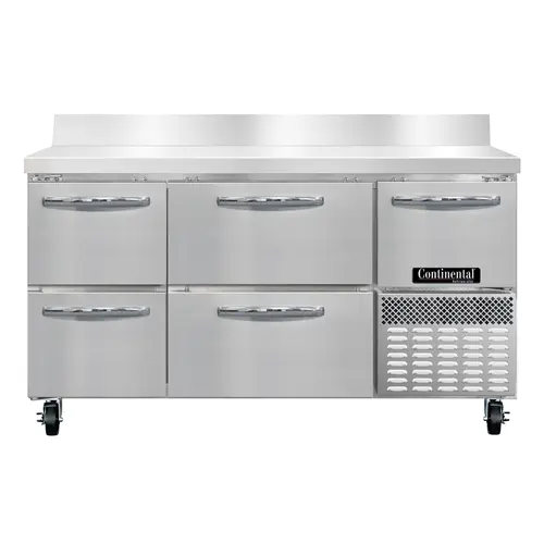Continental RA60NBS-D 60" Worktop Refrigerator W/ (3) Sections, 115v