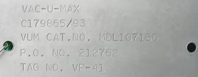 USED VAC-U-MAX 3ML