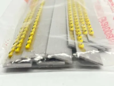 117 | Grafoplast  Wire Markers F Black on Yellow 10 Strips 9TFX16 - New