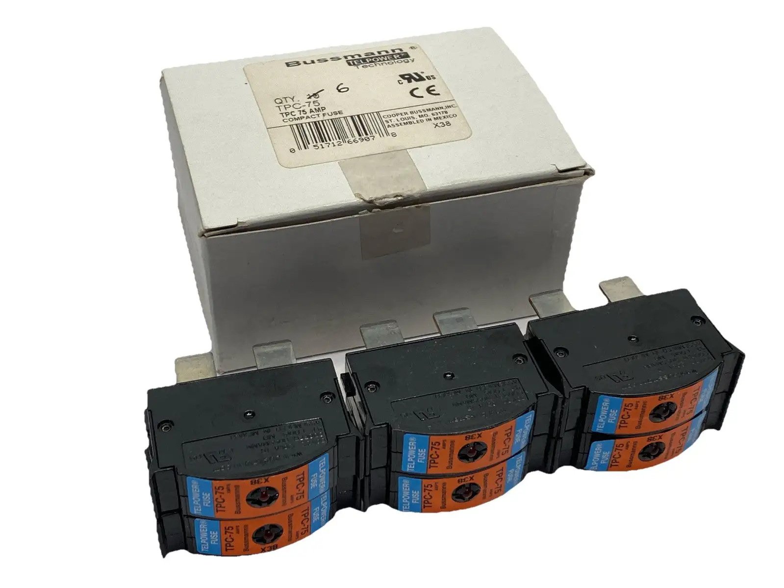 TPC-75 | Eaton Bussmann  Compact Telecommunication Fuse 75A 80VDC LOT OF 6 - New Other