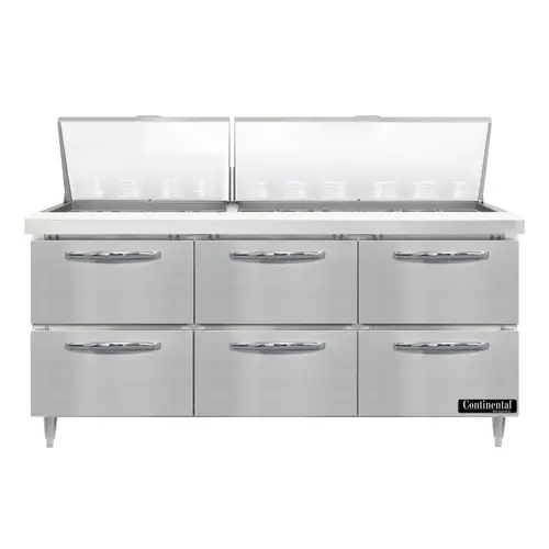 Continental D72N30M-D 72" Designer Line Sandwich/salad Prep Table W/ Refrigerated Base, 115v