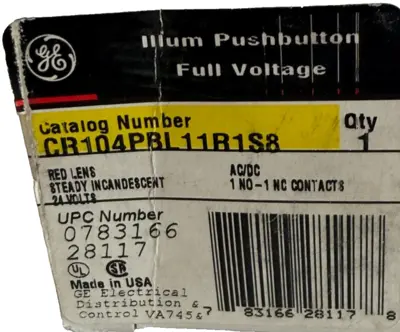 NEW GENERAL ELECTRIC CR104PBL11R1S8 PUSH BUTTON 24V CR104PXG48