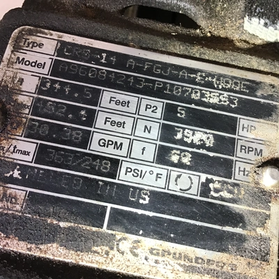 Grundfos A96084243-P10703553 Vertical Multi-Stage Centrifugal Pump 3520 RPM
