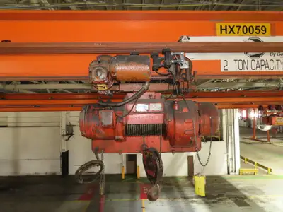 Cleveland Tramrail P&H 2 Ton Single Girder Underhung Bridge Crane 45' 10" Span