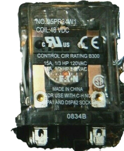 Eaton D5PR24W1 2PDT General Purpose Relay, 48VDC, Flange Mount [New]