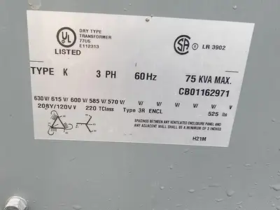 75 kVA Temporary Power Distribution Cart 600V Pri. 208Y/120V Sec.