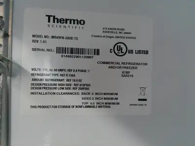 Themo Scientific MR49PA-SARE-TS Stainless Steel Double Door Refrigerator 49Cf