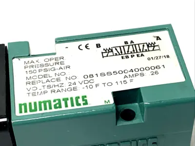 081SS5004000061 | Numatics  Solenoid Valve 4/3 Open CTR 24VDC MISSING SOLENOID - Used