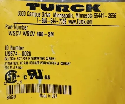 TURCK WSCV-WSCV 490-2M Cordset. Loc5E-17