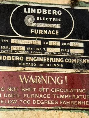 36"W x 36"H x 96"L, Lindberg, 1250°F, Electric