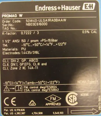 NEW ENDRESS HAUSER 50W40-ULGA1RA0BAAW FLOW METER 50W40ULGA1RA0BAAW