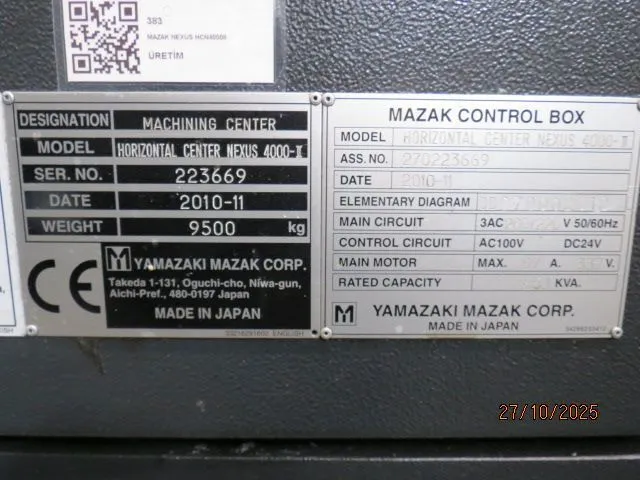 Used 2011 MAZAK Nexus HCN-4000-III Horizontal Machining Centers TR | Global Industry #921767