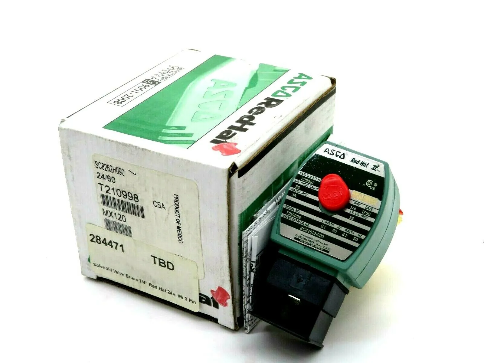 NEW ASCO SC8262H090 SOLENOID VALVE 1/4" 24V W/3 PIN