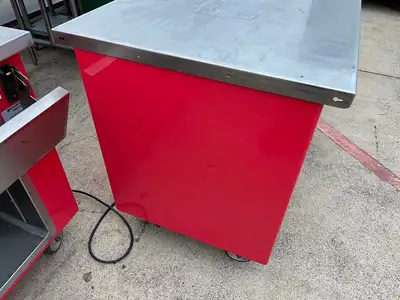 Used ColorPoint Used Color Point 50"x30" Stainless Steel Portable Work Counter With Outlets 120V Food Prep Tables Illinois US | Falcon Restaurant Supply #1376440
