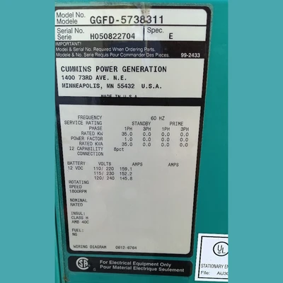 USED 2005 CUMMINS ONAN GGFD