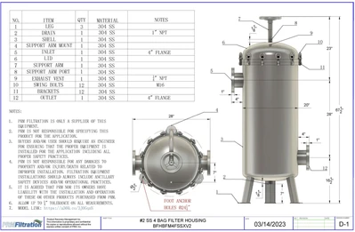 NEW PRM FILTRATION BFHBFM4SSXV2