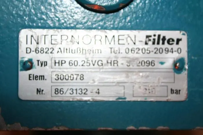 Used INTERNORMEN HP60.25VGHR-3 2096 Filters Michigan US | Ideal Machinery #710125