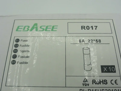 Box of (10) EBASEE R017 Fuses, 22x58mm, 500V-100KA, gG 6A, IEC60269 *NEW*