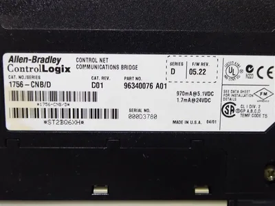 Allen Bradley 1756-CNB/D ControlLogix Control Net Comm Bridge Rev. C01 Used