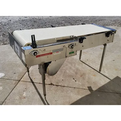 Used 20" W x 5' L Sanitary Stainless Steel Plastic Link Interlock Belt Conveyor